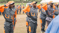 Des agents de police municipale lors de leur cérémonie de fin de formation à Mutengene